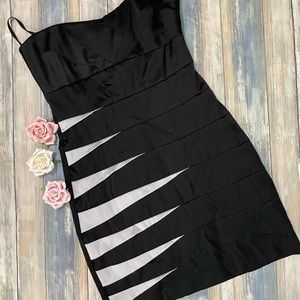 Black Shudder Pleat Mini Dress by Mystic SM